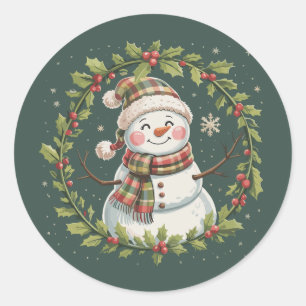 Weihnachten Süßer Schneemann Winter Saison Feierta Runder Aufkleber