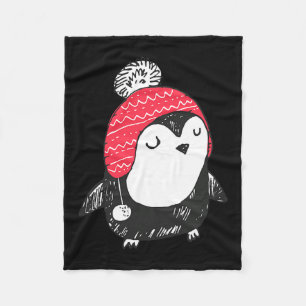 Weihnachten Süßes Baby Pinguin mit Winterhut W_e Fleecedecke