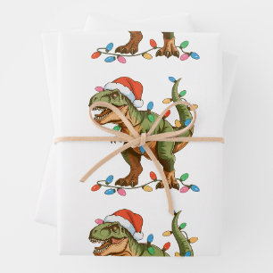 Weihnachten T Rex Dinosaurier Xmas Dino Tyrannosau Geschenkpapier Set
