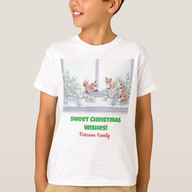 Weihnachten T - Shirt - Gemütliche Winterfoxszene (Vorderseite)