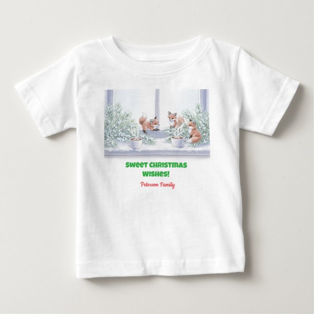Weihnachten T - Shirt - Gemütliche Winterfoxszene (Vorderseite)