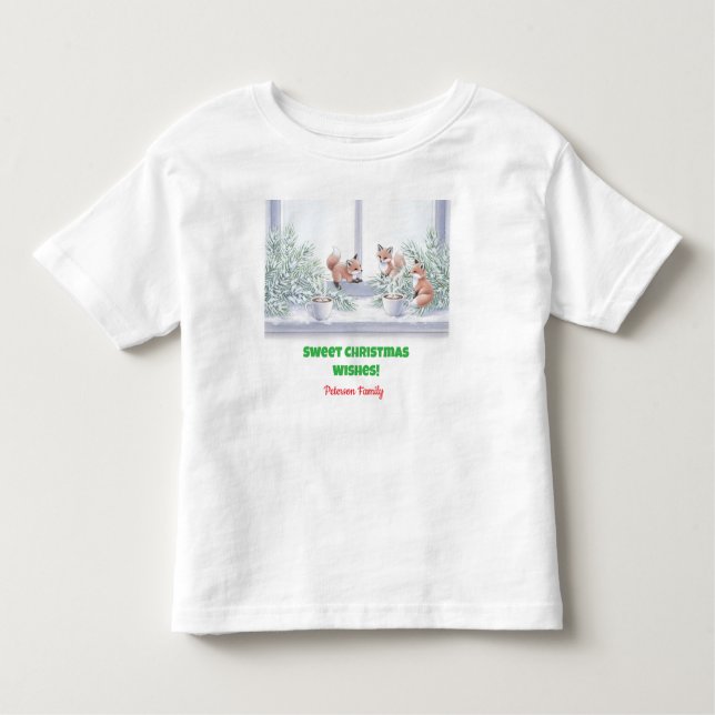Weihnachten T - Shirt - Gemütliche Winterfoxszene (Vorderseite)