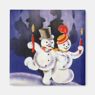 Weihnachten Tanzen Snowmen mit Kerzen Magnet