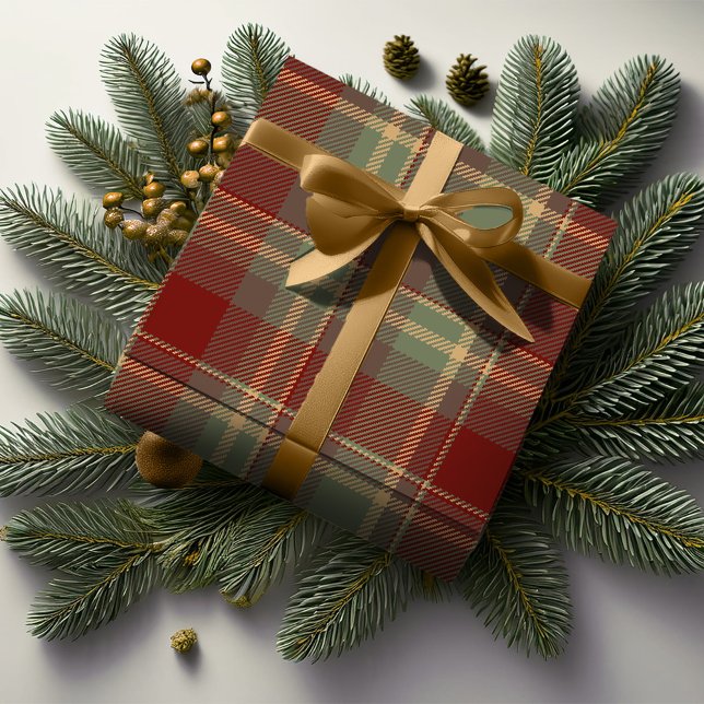 Weihnachten Tartan Brick Red Green ID1141A Geschenkpapier (Von Creator hochgeladen)