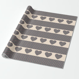 Weihnachten Tartan Herz Muster Blush Pink Geschenkpapier