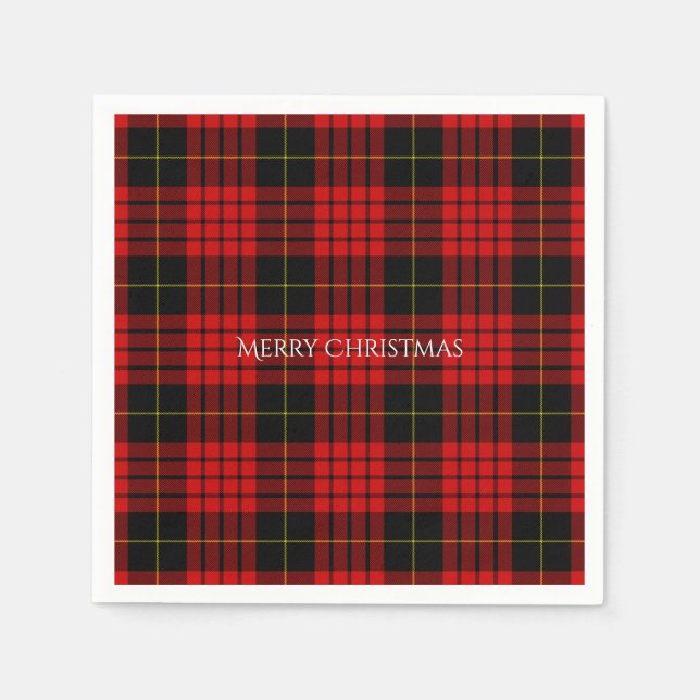Weihnachten Tartan Kariert Frohe Weihnachten Serviette (Vorderseite)