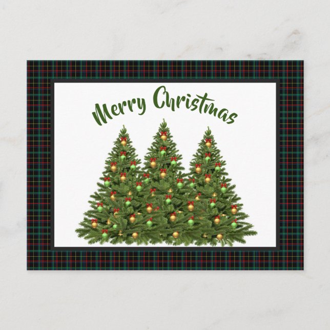 Weihnachten Tartan mit Urlaubskarte Postkarte (Vorderseite)