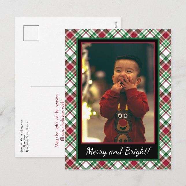 Weihnachten Tartan oder Kariertes Merry & Bright F (Vorne/Hinten)