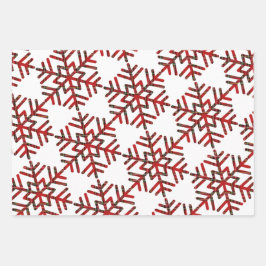 Weihnachten Tartan Schneeflocken in rotem Muster Geschenkpapier Set