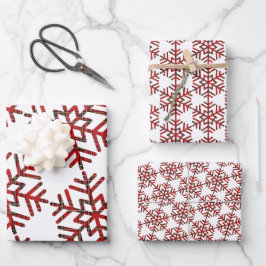 Weihnachten Tartan Schneeflocken in rotem Muster Geschenkpapier Set