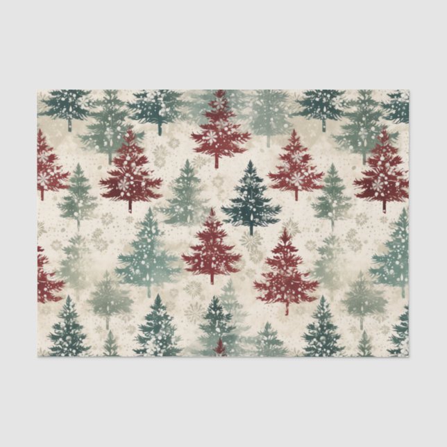 Weihnachten Tartan und Bäume nahtlos Seidenpapier (Vorderseite)