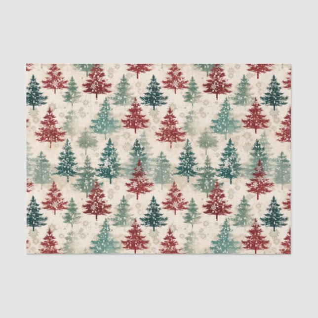 Weihnachten Tartan und Bäume nahtlos Seidenpapier (Vorderseite)