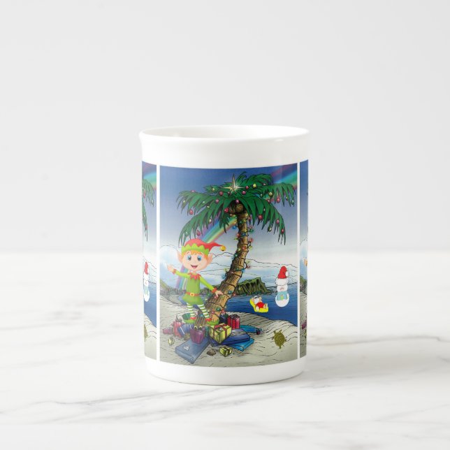 Weihnachten Tasse, Beach Bum Santa, Frohe Weihnach Prozellantasse (Vorderseite)