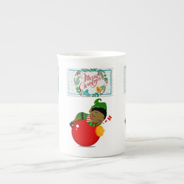 Weihnachten Tasse, frohe Weihnachten Afrikanischer Prozellantasse (Vorderseite)