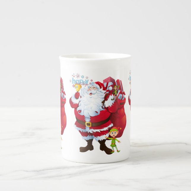 Weihnachten Tasse, glückliche Ferien, Weihnachten Prozellantasse (Vorderseite)