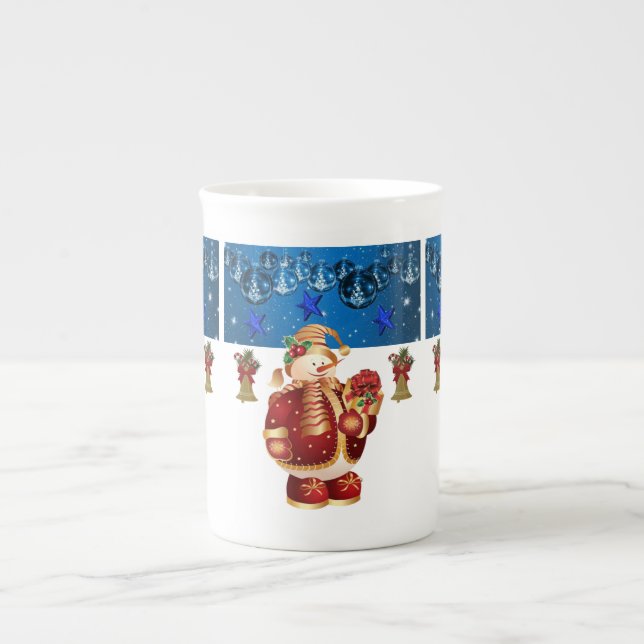Weihnachten Tasse, Schneemann, Frohe Weihnachten Prozellantasse (Vorderseite)