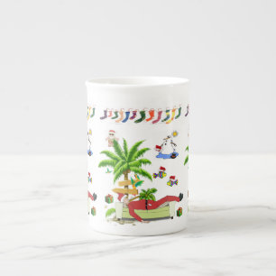 Weihnachten-Tasse, Summer Beach Bum Santa Prozellantasse