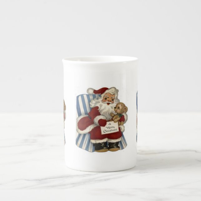 Weihnachten Tasse, Vintager Weihnachtsmann Prozellantasse (Vorderseite)