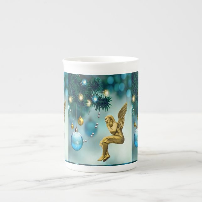 Weihnachten Tasse, Weihnachtsgel, Frohe Weihnachte Prozellantasse (Vorderseite)