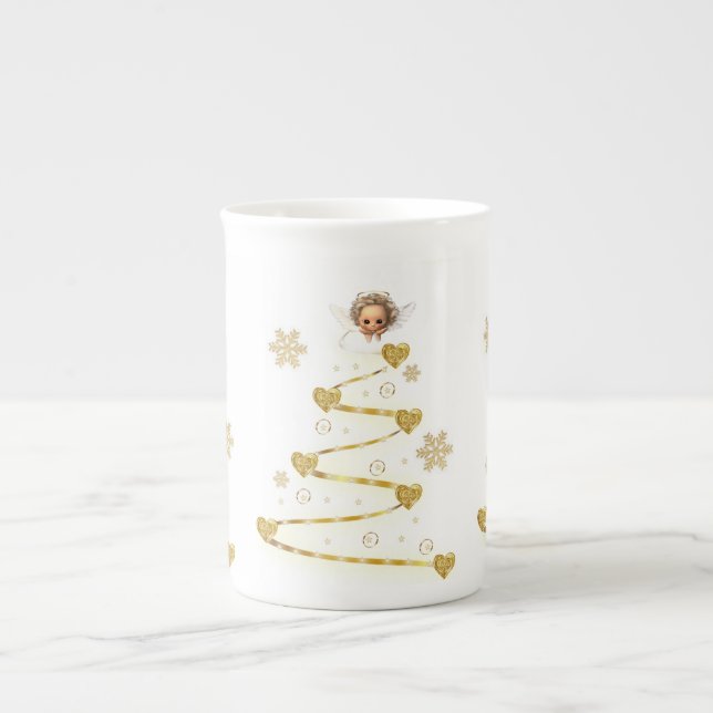 Weihnachten Tasse, Weihnachtsgel, Frohe Weihnachte Prozellantasse (Vorderseite)