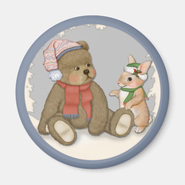 Weihnachten Teddy und Bunny Magnet (Vorne)