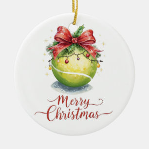 Weihnachten Tennis mit Bällen mit Schleife Keramik Ornament