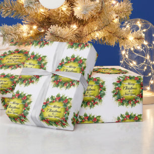 Weihnachten Tennis mit Bällen und Geschenkpapier