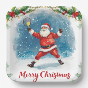 Weihnachten Tennis mit dem Weihnachtsmann Pappteller
