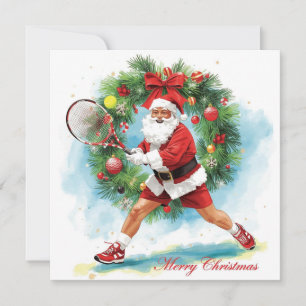 Weihnachten Tennis mit Santa auf dem Tennisplatz