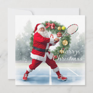 Weihnachten Tennis mit Santa auf dem Tennisplatz