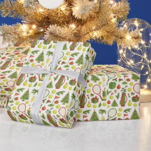 Weihnachten Tennis mit Schläger und Ball Geschenkpapier