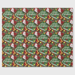Weihnachten Tennisspieler Urlaub Sportdesign Geschenkpapier