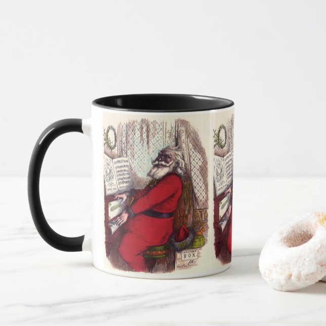 Weihnachten, Thomas Nast Weihnachtsmann Piano Tasse (Mit Donut)