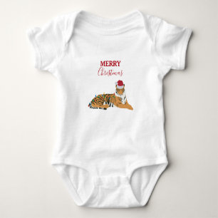 Weihnachten Tiger Funny Animes mit Weihnachtsmannm Baby Strampler