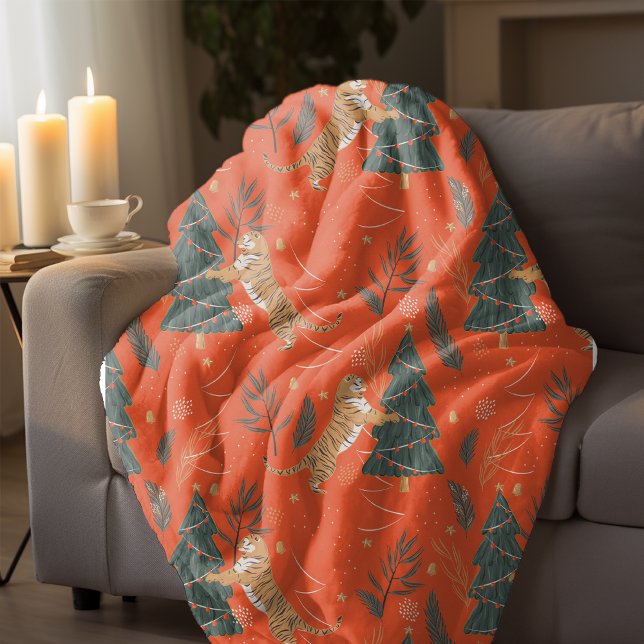 Weihnachten Tiger und Weihnachtsbaum Sherpadecke (Von Creator hochgeladen)