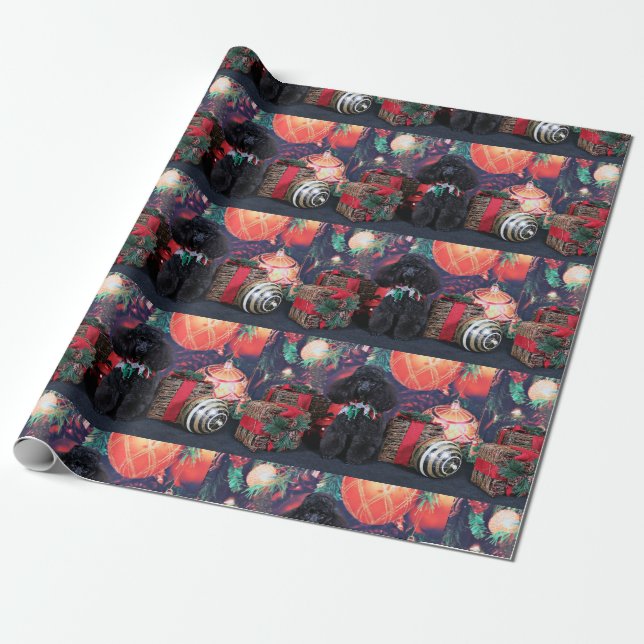 Weihnachten - Toby - Pudel Geschenkpapier (Ungerollt)