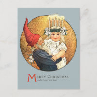 Weihnachten Tomte und süße kleine Lucia Mädchen CC