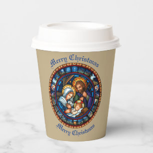Weihnachten Traditionelle Krippe Pappbecher