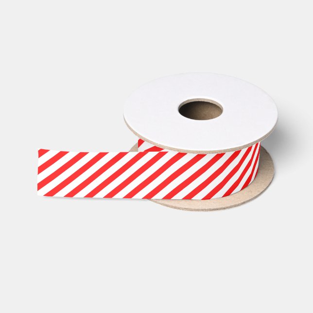 Weihnachten Traditionelles Zuckerrohr Muster rot-w Satinband (Spule)