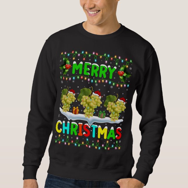 Weihnachten Trauben Fruchtglühende Weihnachtsmannm Sweatshirt (Vorderseite)