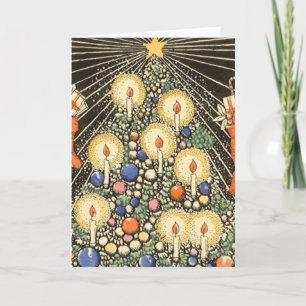 Weihnachten, Tree mit Kerzen und ein Star Feiertagskarte