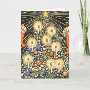 Weihnachten, Tree mit Kerzen und ein Star Feiertagskarte