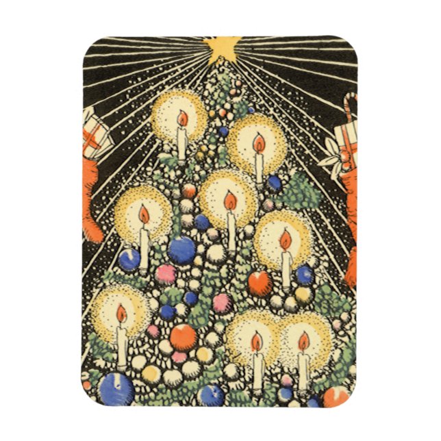 Weihnachten, Tree mit Kerzen und ein Star Magnet (Vertikal)