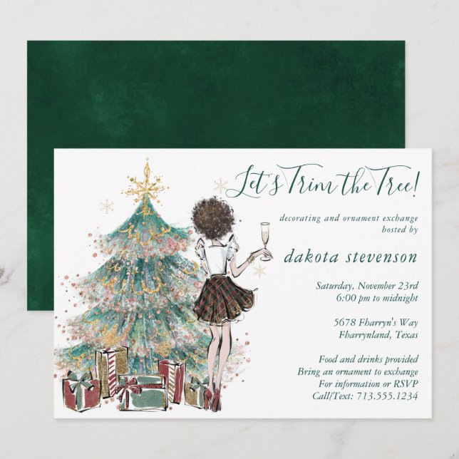 Weihnachten | Tremtrim-Ornament-Austausch Einladung (Vorne/Hinten)