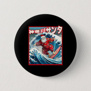 Weihnachten trifft japanische große Welle Santa su Button