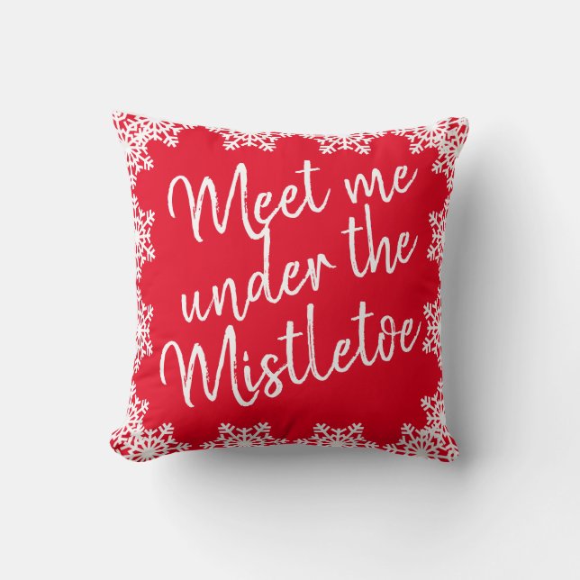 Weihnachten trifft mich unter dem Mistletoe Red Wh Kissen (Vorderseite)