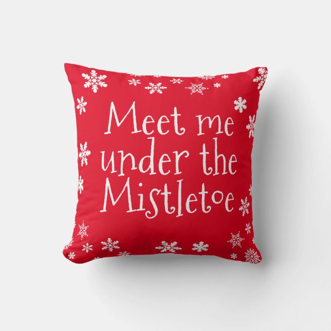 Weihnachten trifft mich unter dem Mistletoe Red Wh Kissen (Vorderseite)