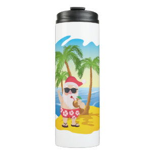 Weihnachten Tropical Beach Funny Santa Claus Thermosbecher