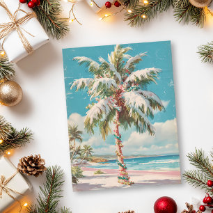 Weihnachten Tropical Beach Palm Tree Postkarte