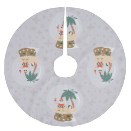 Weihnachten Tropischer Sommer Schneeglobe santa Polyester Weihnachtsbaumdecke